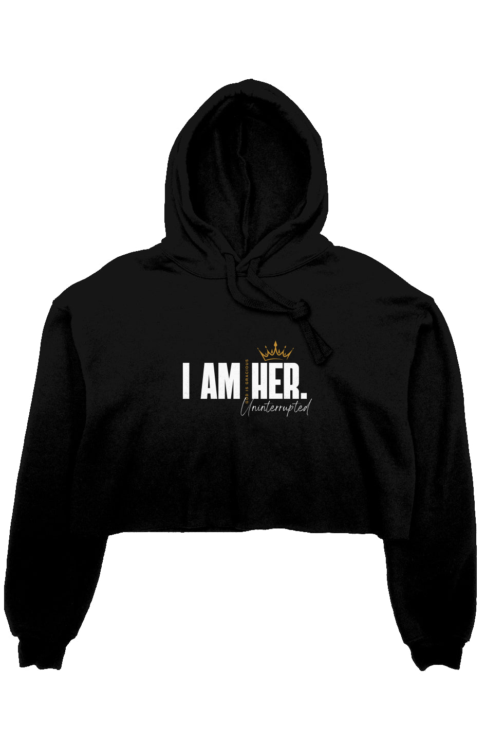 'I AM HER' Black Crop Hoodie