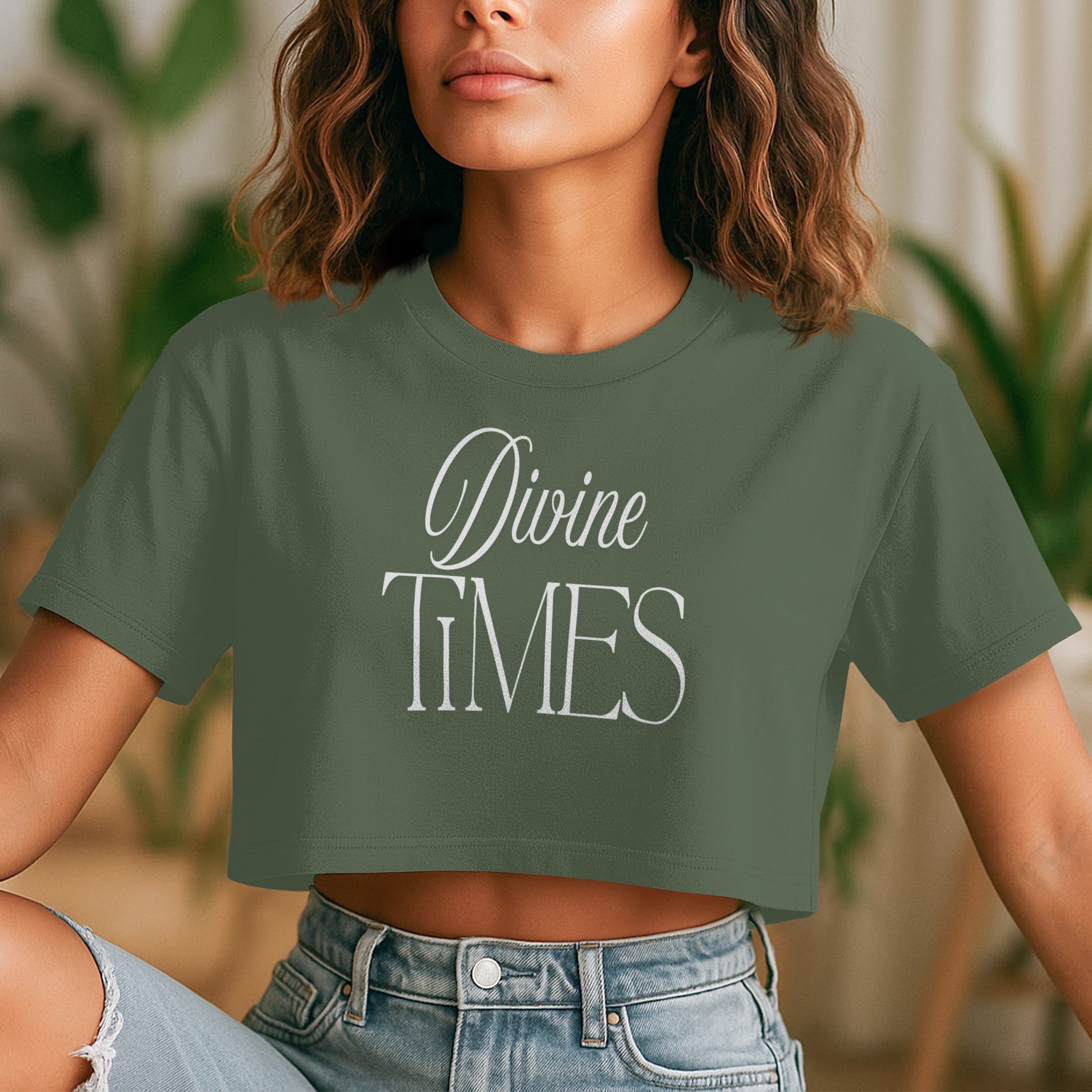 &amp;#39;Divine Times&amp;#39; Crop Top Tee
